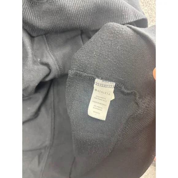 Athleta Criss Cross Front Sweatshirt Women's Large Black Modal Pullover - Picture 5 of 6